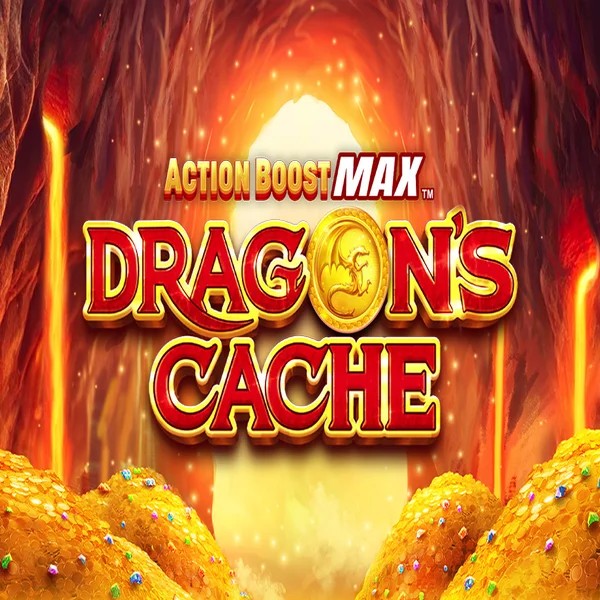 Action Boost Max Dragon's Cache slot logo by SpinPlay Games at Spinoloco Casino