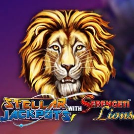 Stellar Jackpots with Serengeti Lions online game logo by Lightning Box Game on spinooloco.com